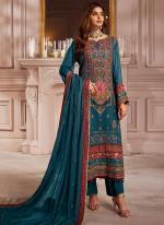Georgette Blue Eid Wear Embroidery Work Pakistani Suit